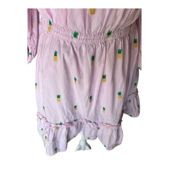 Kate Spade Pineapple Off Shoulder Mini Dress Pink Striped Size Small - Picture 3 of 8